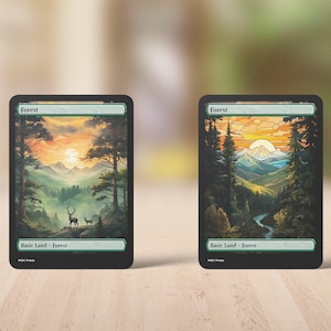 Forest Basic Land Set Glas-in-lood en schilderachtige alternatieve kunstkaarten van hoge kwaliteit voor MTG