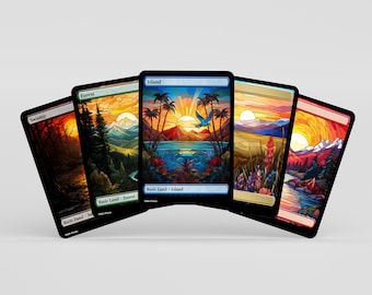 20x Stained Glass Basic Lands Set Alternate Art High Quality Lands
