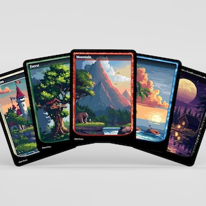 Pixel Basic Lands Magic - Basic Lands Set of 20 - Pixel Art