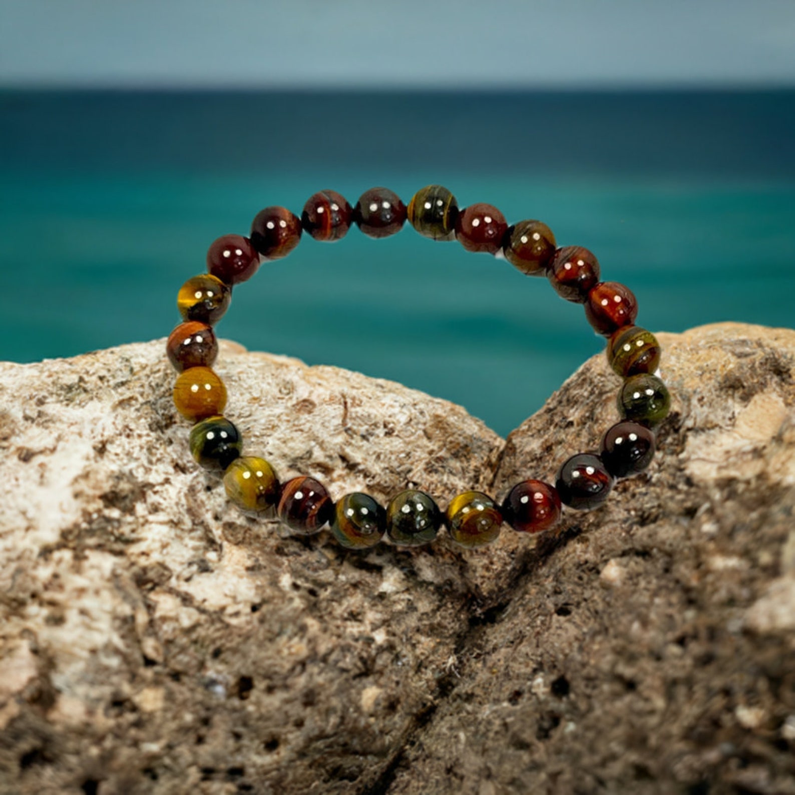 CLOVER BRACELET 5 MOTIFS TIGER EYE main image 1