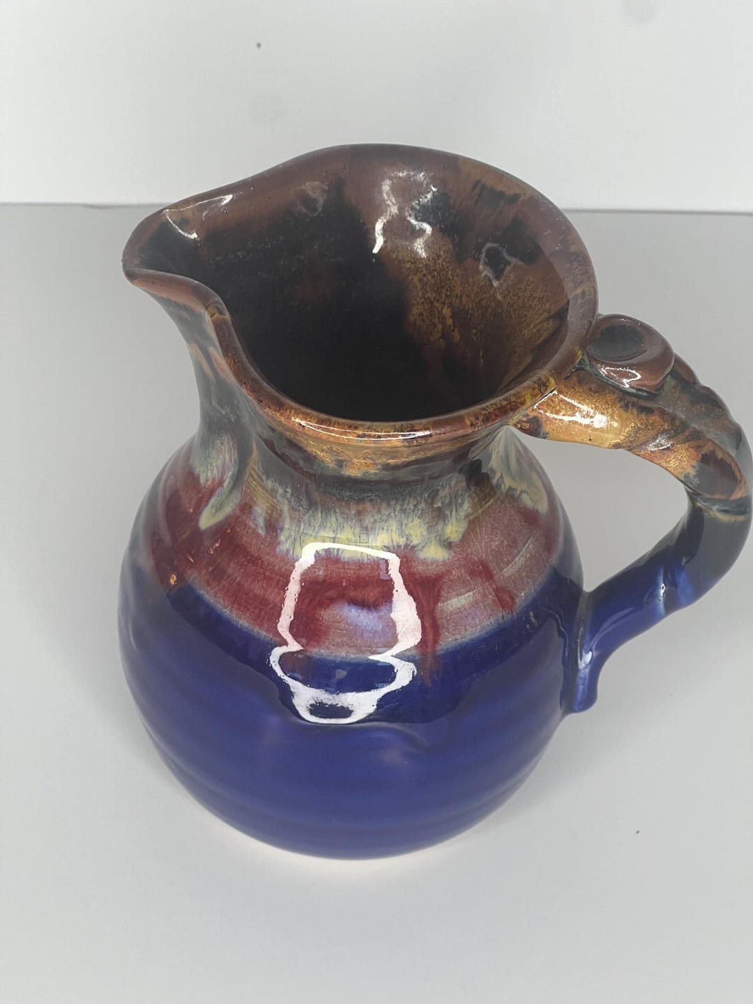 Vintage Drip Glaze Pottery Pitcher: Artist Signed Ceramic Vase - Etsy