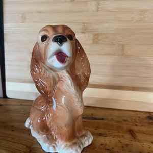 Vintage King Charles Cavalier Dog Planter Vase Ceramic Decor gift for him her Retro Kitsch Mid Century Puppy Planter Gift for Dog Lover