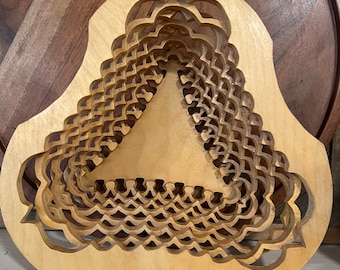 Scroll saw made wood basket decor great texture shelf wall art handmade