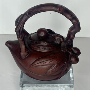 Vintage Yixing Clay Teapot: Peach & Floral Zisha Pottery