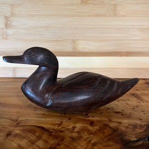 Vintage Ironwood Carved Duck Mid Century Modern MCM Carving Wild life Nature Gift for Her Him Bird Lover Watcher Gifts