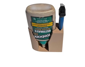 Glue Bottle & Brush Stand – Fits either the 8oz or 16oz Titebond bottle | Woodworking Glue Holder, No-Mess Glue Caddy, 3D Printed Organizer