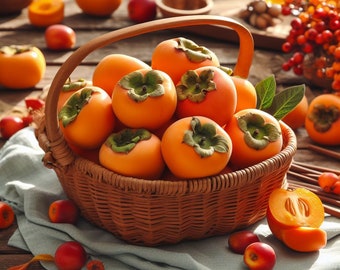 Diospyros kaki (Keg Fig, Japanese Persimmon, FUYU Persimmon) Fruit Seeds, sweet, juicy, and versatile fruit for fresh and culinary use