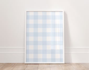 Light Blue Gingham  Nursery Art, Blue Plaid Newborn Boys Room Art, Summer Nursery Art| Digital Download|Printable Wall Art| Really Aesthetic