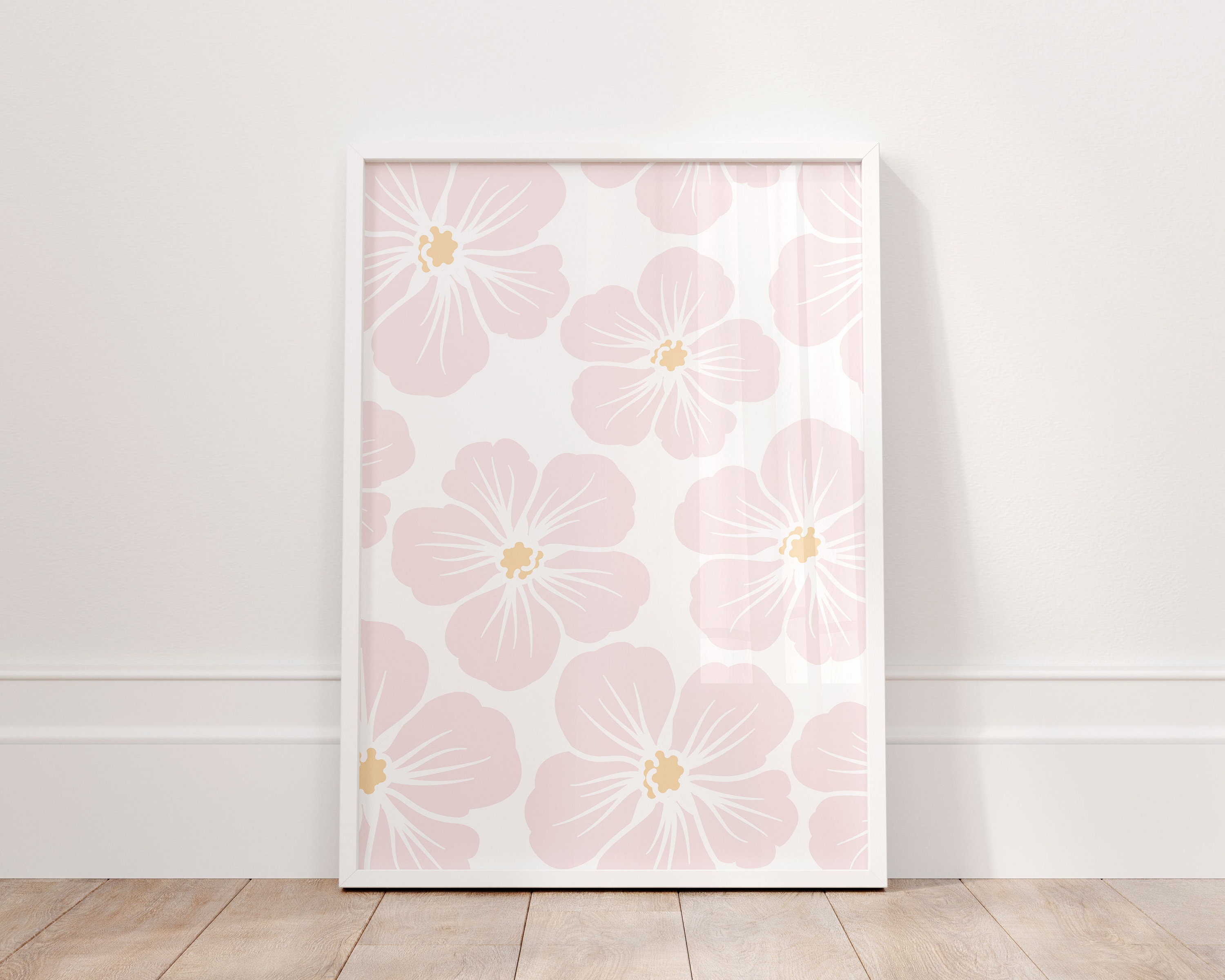Light Pink Hibiscus Flower Print, Spring Gallery Floral Posters, Girls Pink Nursery| Digital Download |Printable Wall Art | Really Aesthetic