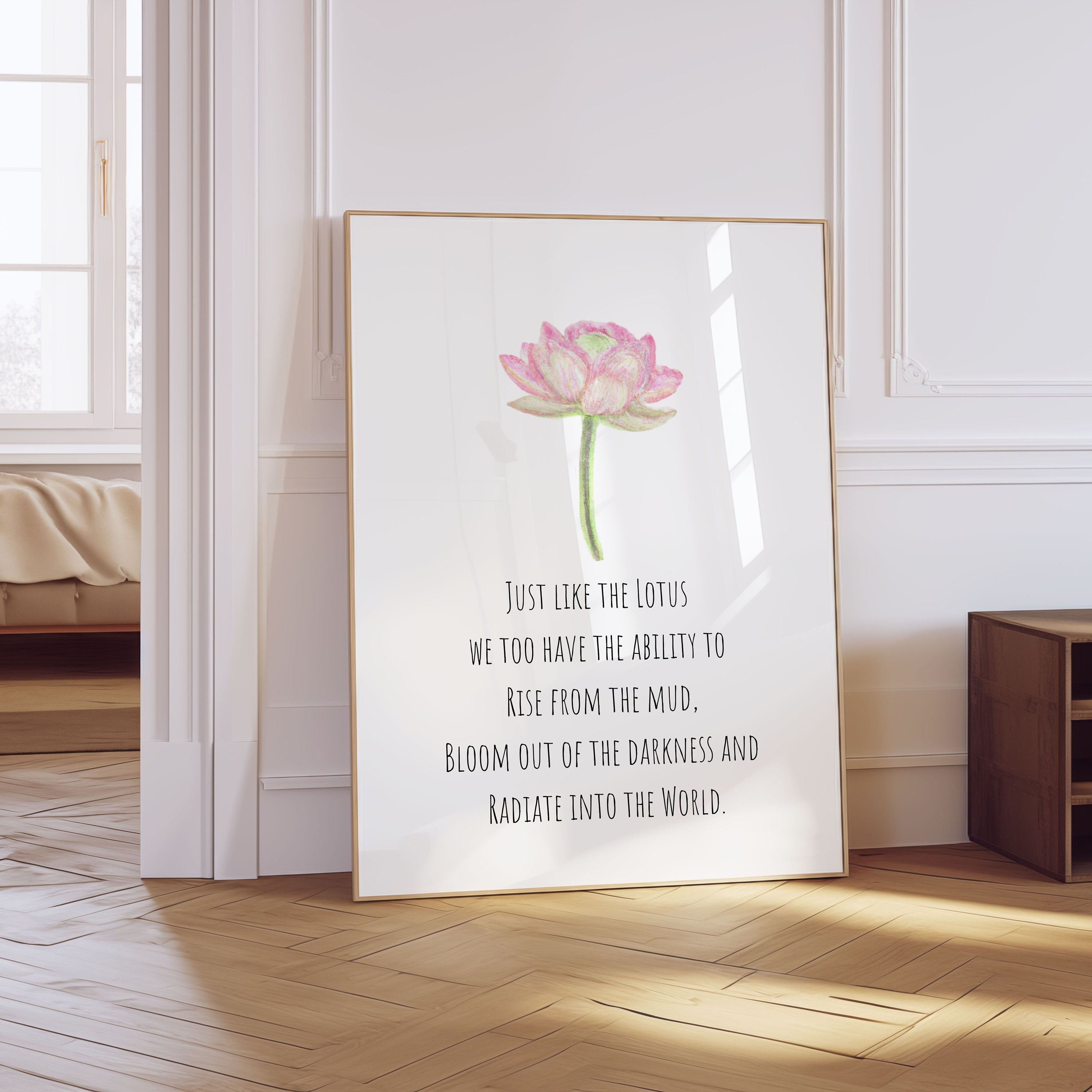 Just Like The Lotus Quote Print, Motivational Quote Wall Art, Buddha Lotus Quote| Digital Download | Printable Wall Art | Really Aesthetic