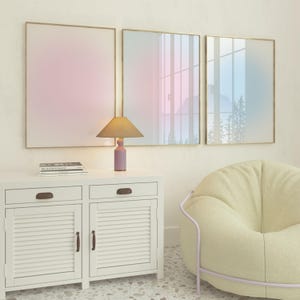 Lot de 3 oeuvres d'art Aura, oeuvres d'art Aura rose layette bleu ciel, oeuvre d'art minimaliste, oeuvre d'art preppy colorée | Téléchargement numérique | Art mural imprimable| Vraiment esthétique