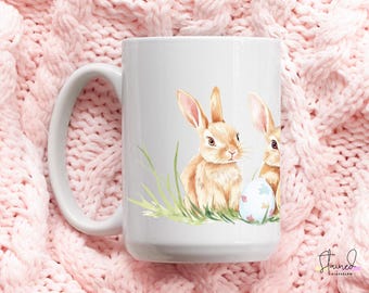 Easter Bunny Mug Cute Rabbit Coffee Cup Easter Gift for Kids Spring Bunny Mug Easter Morning Gift Easter Lover Present