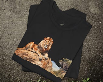 Lion T Shirt King of Jungle Wild Animal Graphic Tee Safari Big Cat Strength Courage Gift Unisex Shirt for Him Her Animal Lover