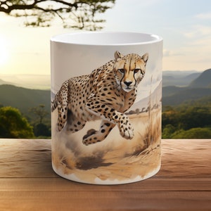 Cheetah Wilderness Mug African Nature Coffee Cup Perfect Gift for Nature Lovers Unique Stylish Cat Lover Wildlife Animal Mug