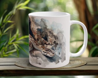 Tasse en python des roches indiennes Tasse à café en céramique fabriquée à la main pour un éventail de reptiles