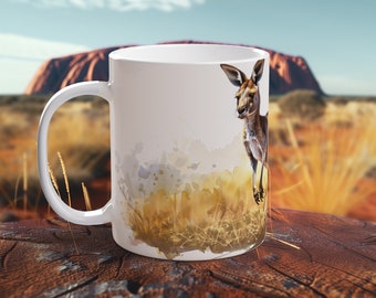 Kangaroo Mug Outback Wanderer Coffee Cup Wildlife Art Australian Nature Gift Kangaroo Lover Mug Outback Majesty Unique Animal Art