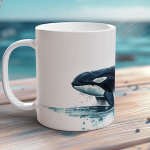Tranquil Orca Mug Handcrafted Ceramic Coffee Cup Orca Lover Gift Ocean Conservation Marine Biologist Dad Gift Unique Animal Mug