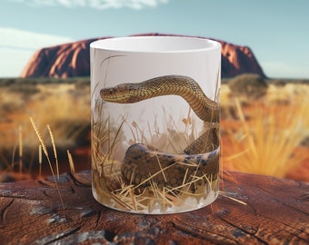 Eastern Brown Snake Mug Wildlife Art Ceramic Coffee Cup Australian Wildlife Gift Animal Lover Present Snake Art Unique Wildlife Mug