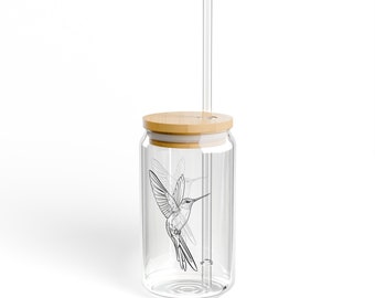Kolibrie overzicht Sipper glas vogel minnaar cadeau natuur geïnspireerd glaswerk unieke kolibrie ontwerp transparante Sipper bruidsmeisje cadeau