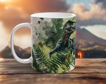 Velociraptor Mug Dinosaur Art Coffee Cup Dino Lover Gift Handmade Raptor Wildlife Animal Present Jurassic Art Unique Jurassic Fan