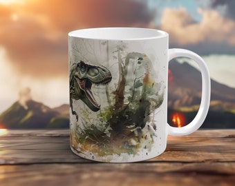 Tyrannosaurus Rex Mug Dinosaur Art Coffee Cup Dino Lover Gift Handmade T Rex Jurassic Park Fan Mug Unique Jurassic Art Present