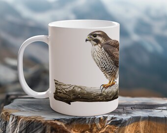 Sparrowhawk Mug Ceramic Coffee Cup Striking Bird Design Nature Enthusiast Gift Camping Morning Reflection Outdoor Mug Unique Present