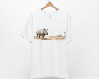 Rhino T Shirt Rhinoceros Graphic Tee Safari Animal Shirt Wildlife Nature Gift Endangered Species Shirt Unisex Top for Him Her