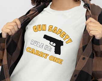 Gun Safety – Carry One T-shirt, Weapons Enthusiast Shirt Gift, Second Amendment Tshirt, Handgun Rifle Range T shirt, Unisex Crewneck Tee Top