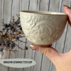 Drachen Keramik Teetasse - Gongfu Teetasse - Teegeschirr im chinesischen Stil für Kung Fu Tee, Geschenk oder Display