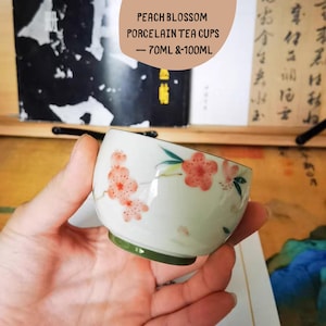 Hand-Painted Blossom Porcelain Teacup – Zen-Style Chinese Tea Cup – Floral Glazed Gongfu Teaware for Oolong