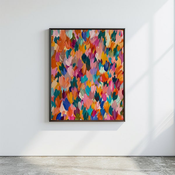 Large Abstract Colorful Painting, Maximalist Artwork, Modern Wall Decor, Bold Statement Piece | Digital Painting