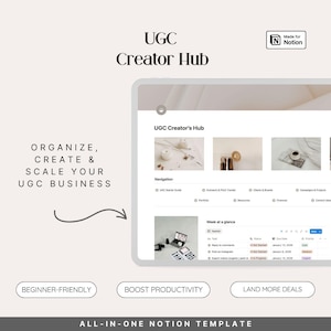 UGC Ersteller Hub Notion Vorlage | Social Media Content Planer | Marken-Pitch-Tracker