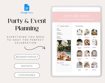 Party Planner Google Docs Template | Birthday Party Planner, Guest List & Event Workbook