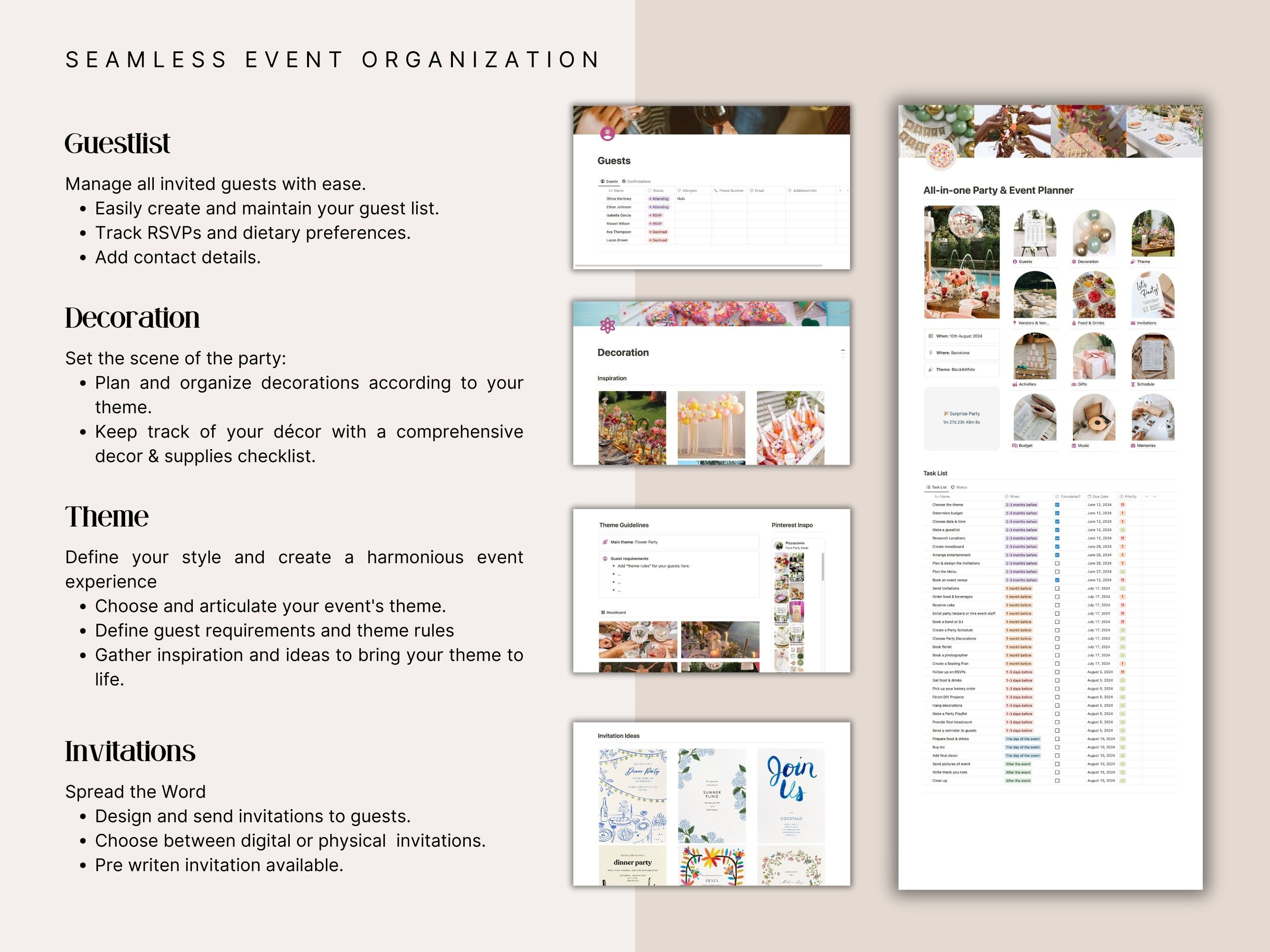 Notion Party Planner | Birthday, Baby Shower & Bachelorette Event ...