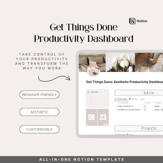 Notion Productivity Planner | Project Manager, Task Tracker & Focus Dashboard Template
