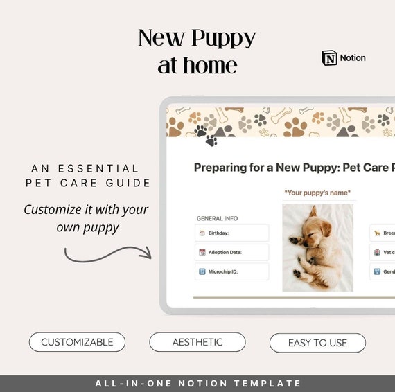 Notion Pet Care Planner – Puppy Prep, Vet Visits & Daily Care