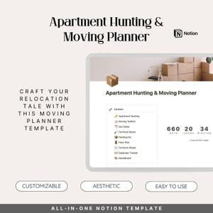 Planer przeprowadzki Notion, szablon przeprowadzki Notion, lista kontrolna przeprowadzki, poszukiwanie mieszkania, wyszukiwanie mieszkania Notion, organizator przeprowadzki Notion Planner
