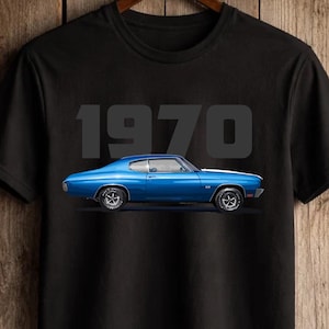 Niebieska koszulka Chevelle z 1970 roku | Klasyczny T-shirt z muscle carami