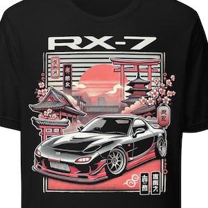 Camiseta RX7 JDM / Gráfico negro de la cultura del coche japonés / Camiseta automotriz