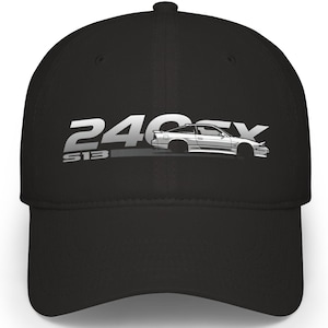 Gorra 240SX S13 con insignia y silueta de coche deportivo japonés clásico JDM Drift.