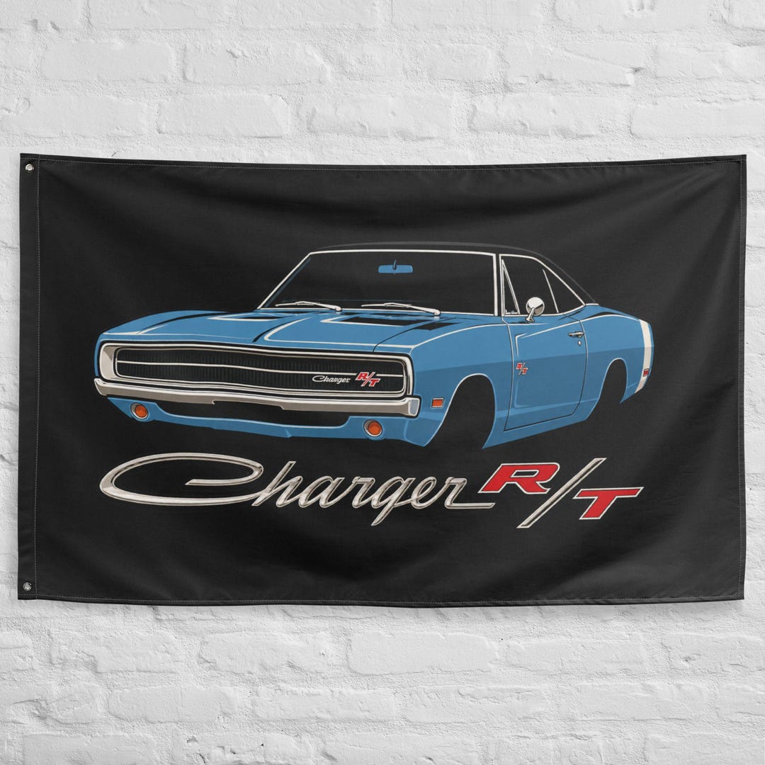 Pex Card Help 1970 Charger R/T Wall Flag Banner 34x56 Blue Black Vinyl Top Loop ...