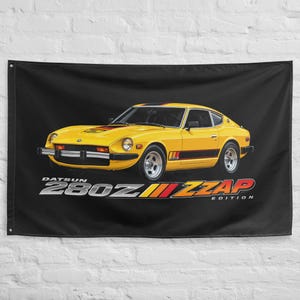 1975 Datsun 280Z Wall Flag Banner 34x56 Yellow S30 JDM Sports Car