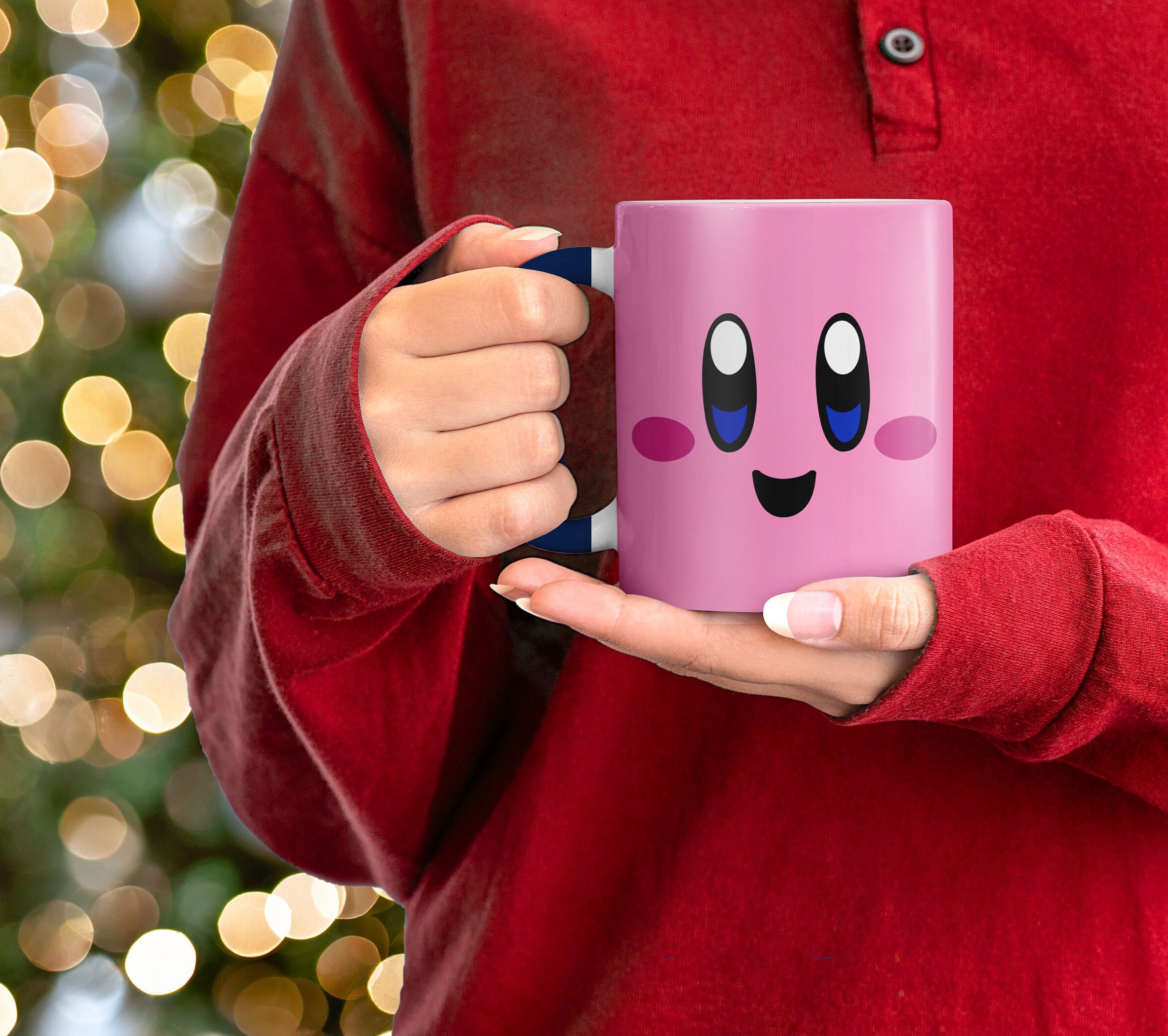 SK Japan Kirby Mug: Cute Sucking Air Kirby On Handle