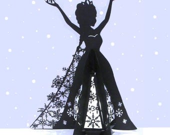 Winter Princess Lantern Nightlight Paper Cut Lightbox Cricut SVG file Template