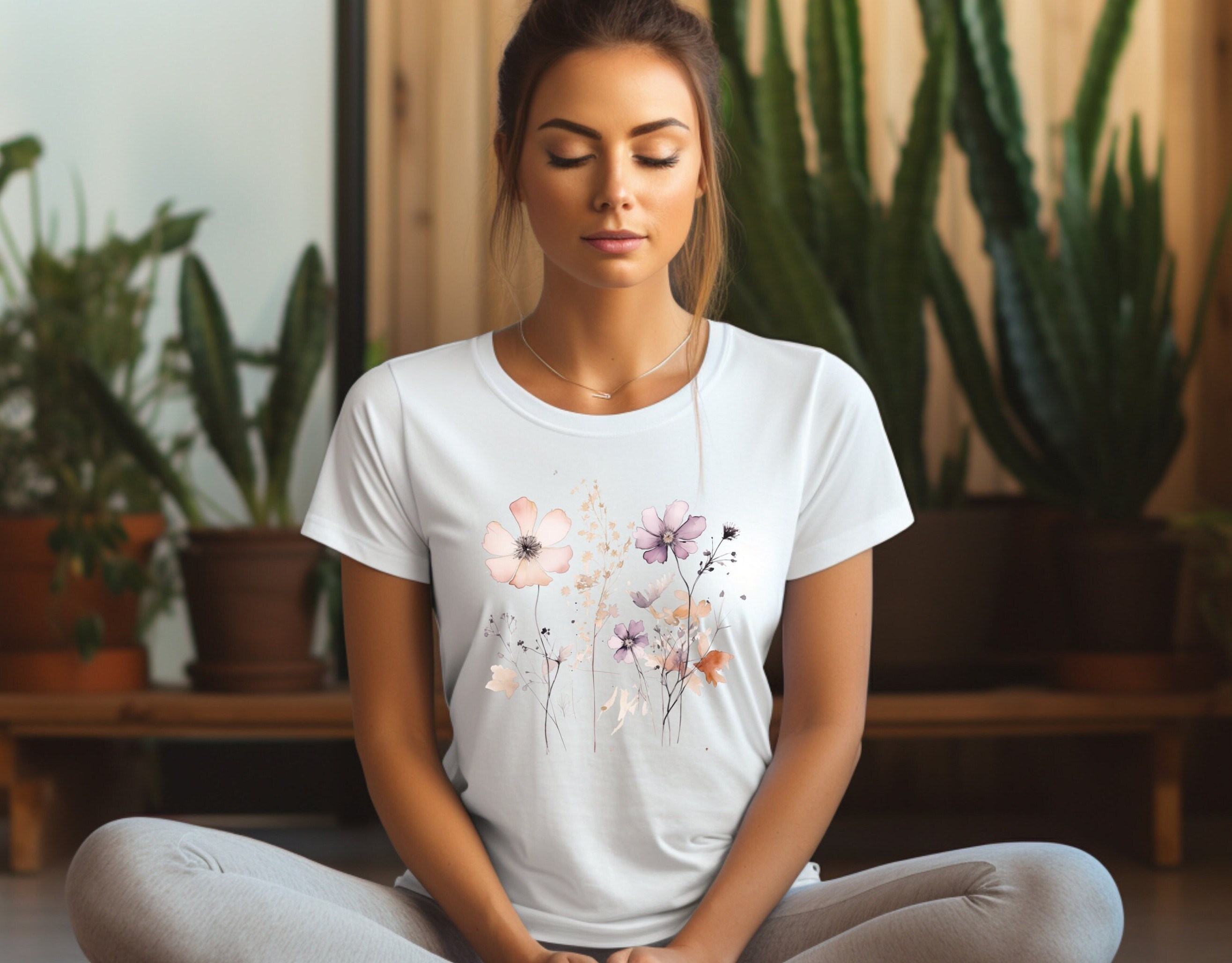 Elegant Watercolor Floral Print Shirt
