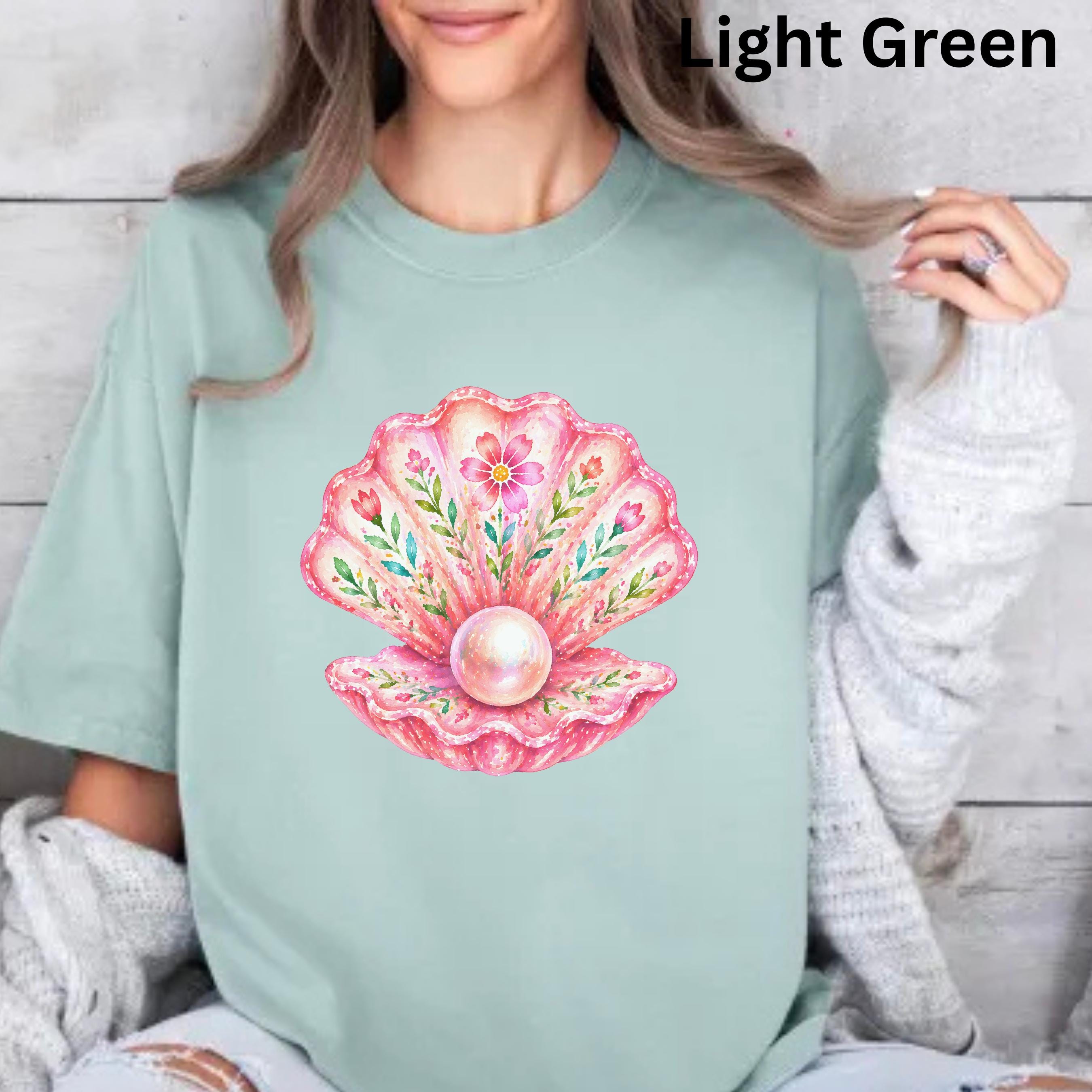 Shell Style Shirt Pink Seashell Shirt, Coastal Coquette Tee, Pearl Shell Graphic Shirt ...