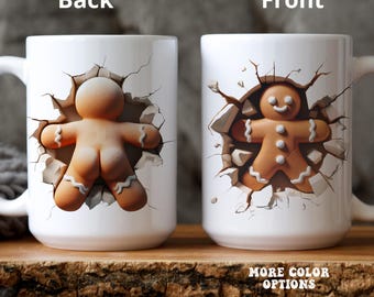 Gingerbread 3D Effect Christmas Mug for coffee lovers Gift for Christmas Holiday Family gift cup chocolate Mug for friends gingerbread gift