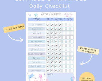 Dagelijkse checklist, dagelijkse routine, takenschema, takenschema voor kinderen, thuisschoolplanner, routineschema, takenlijst, visueel schema, montessori