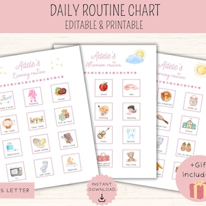 Editable Kids Daily Routine Cards, Chore Chart for Kids, Daily Visual Schedule, Routine chart, Daily Rhythm, Toddler Chore Chart, Montessori