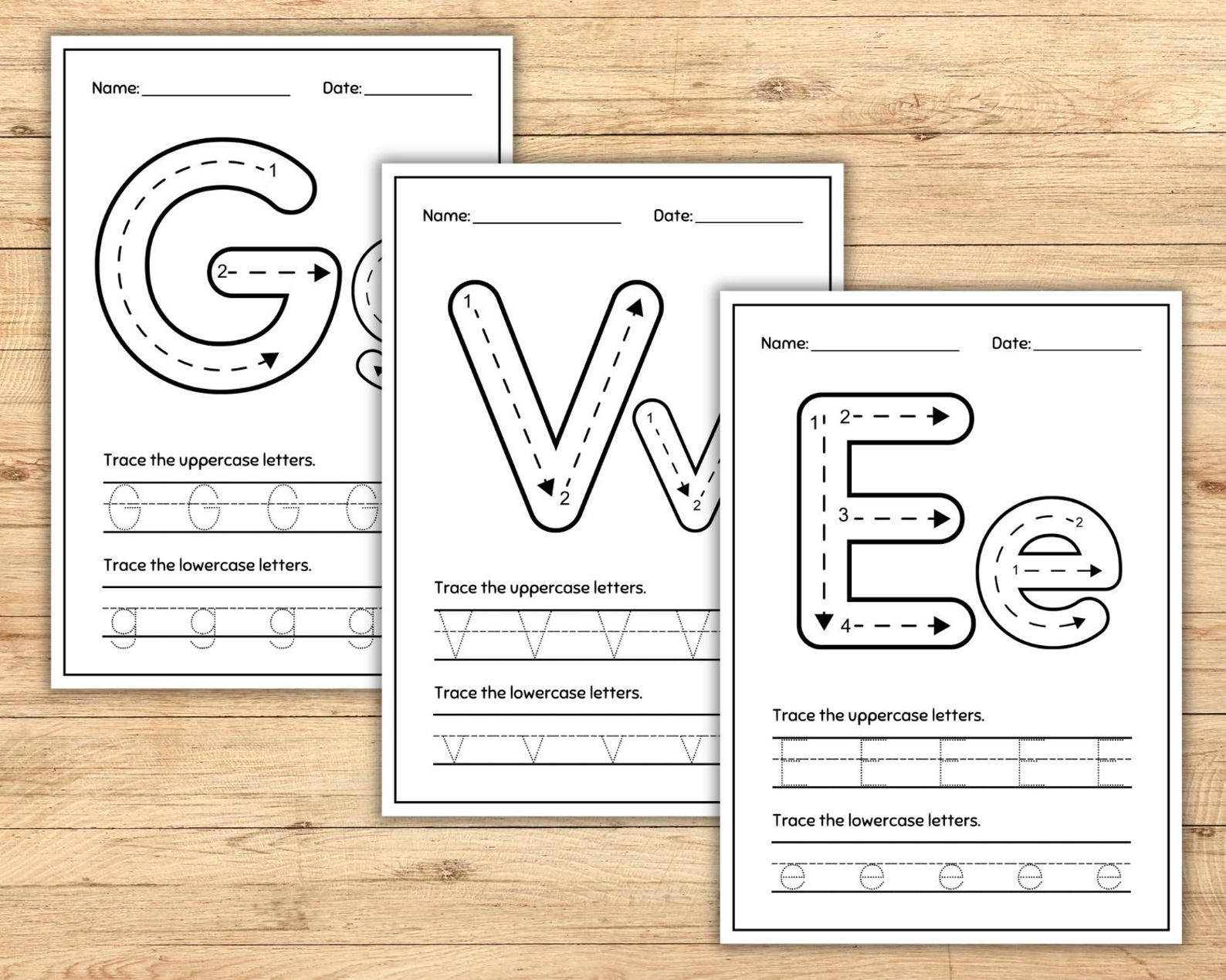 26 Alphabet Trace Worksheets, Uppercase Lowercase Alphabet, Tracing ...